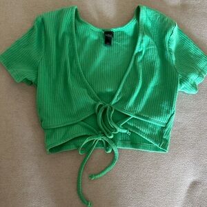 Wild Fable Green Ribbed Crop Blouse